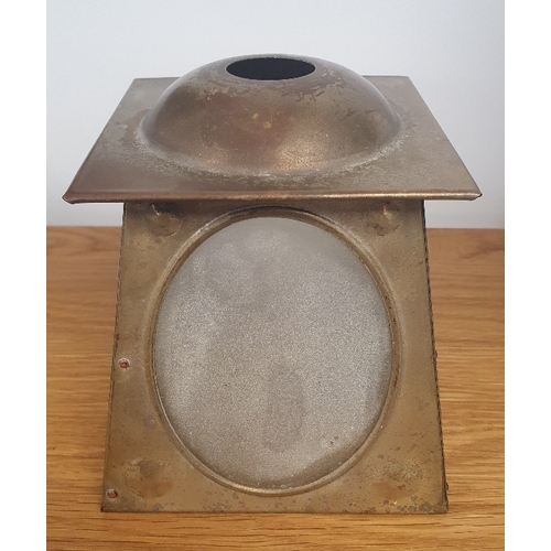 48 - Arts and Crafts Lamp Shade Measuring 5 inches square x 6 inches in height.  Four frosted glass panel... 