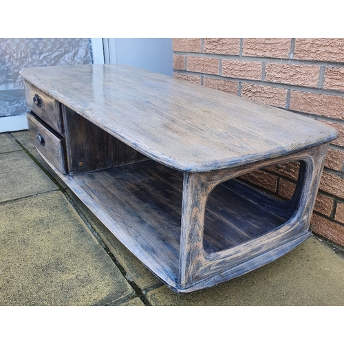 33 - Ercol - large mid-Century Ercol Minerva Coffee Table with two drawers.  Size is 49 inches x 21 inche... 