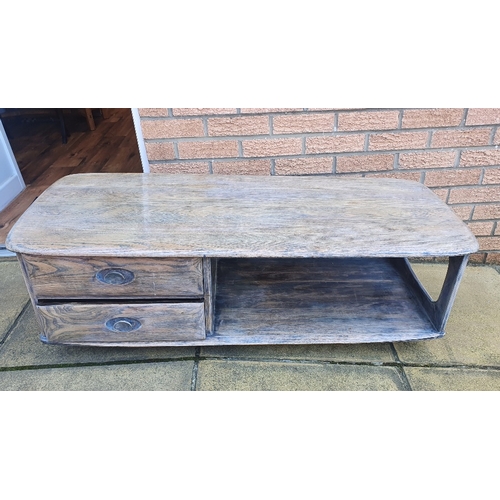33 - Ercol - large mid-Century Ercol Minerva Coffee Table with two drawers.  Size is 49 inches x 21 inche... 