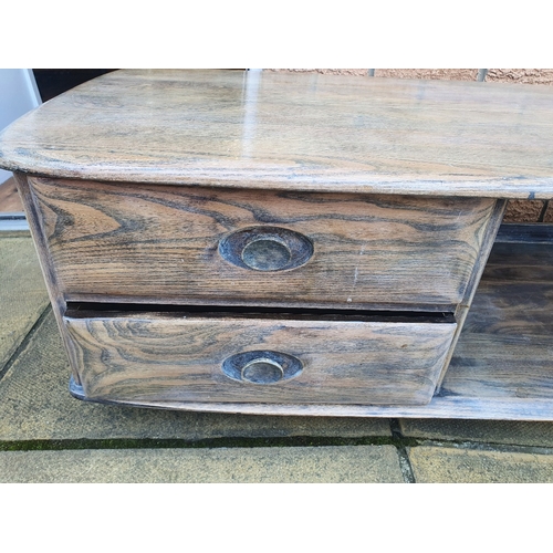 33 - Ercol - large mid-Century Ercol Minerva Coffee Table with two drawers.  Size is 49 inches x 21 inche... 