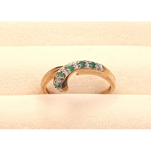 12 - 9ct Gold Ring set with 5 small emeralds, weight 1.6g, Size L