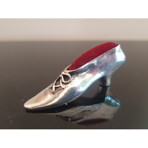 36 - Silver Shoe Pin Cushion marked Sterling