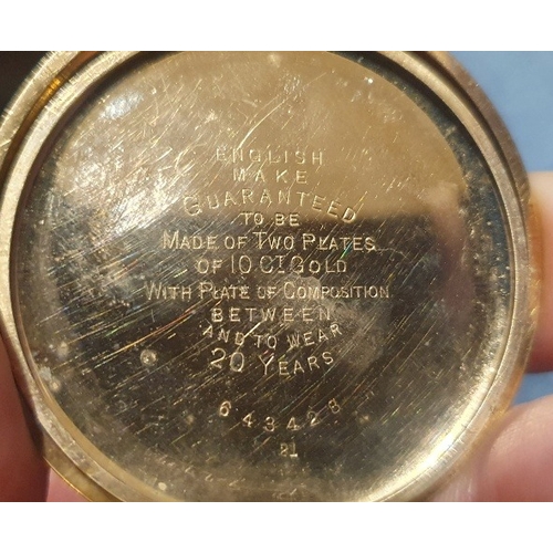 48 - Waltham Gold Plated Pocket Watch with Presentation Inscription from October 1920