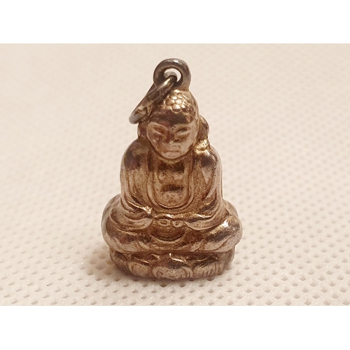 53 - Small White Medal Buddah Pendant with worn mark to base