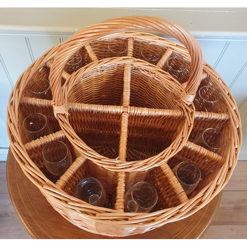 11 - Large Handled Wicker Champagne Basket to include 12 Champagne Glasses