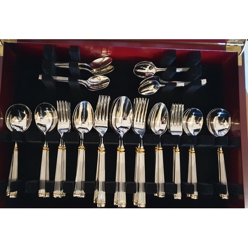 39 - George Butler Gold Highlight Westminster Canteen of Cutlery with original 2004 receipt for £789