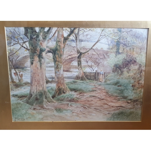 50 - Robert Jobling (1841-1923) Framed, Glazed and Signed Watercolour of a woodland scene. Overall framed... 