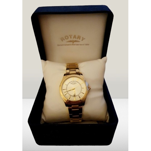 75 - Boxed Rotary Man's Beaumont Wristwatch with gold coloured strap.