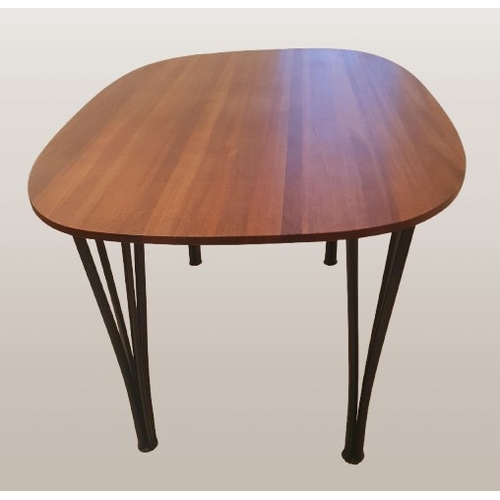 86 - Superellipse Danish Dining Table in the style of Arne Jacobsen for Fritz Hansen.  Standing on four t... 