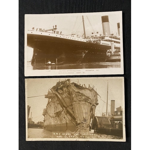 108 - R.M.S. OLYMPIC: A. Rapp real photo postcards of her collision with H.M.S. Hawke 20-9-11 (2).