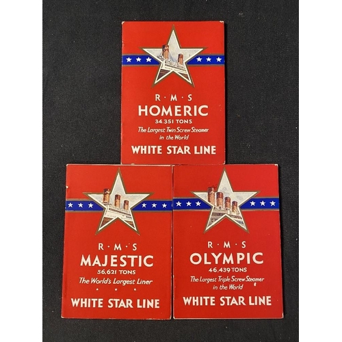 113 - WHITE STAR LINE: Set of three promotional pictorial souvenirs for the Olympic, Homeric and Majestic ... 