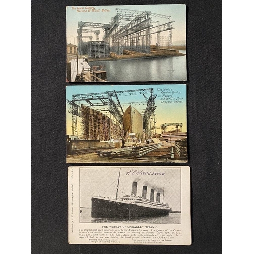 174 - R.M.S. TITANIC: Real photo postcards of the World's Greatest Gantry at Harland & Wolff showing Titan... 