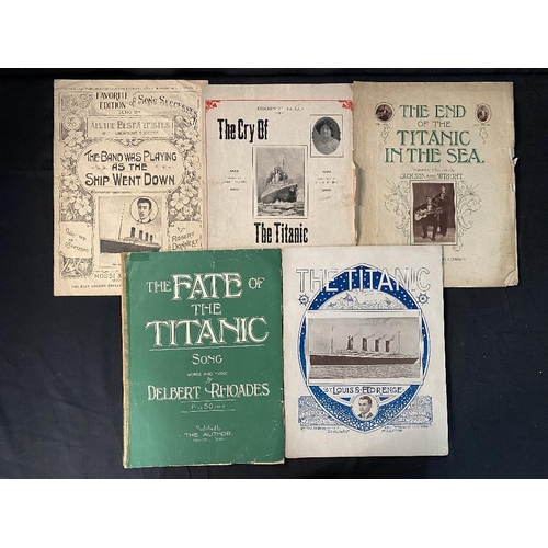 196 - R.M.S. TITANIC: Original sheet music scores to include 'The Band was Playing as the Ship Went Down',... 