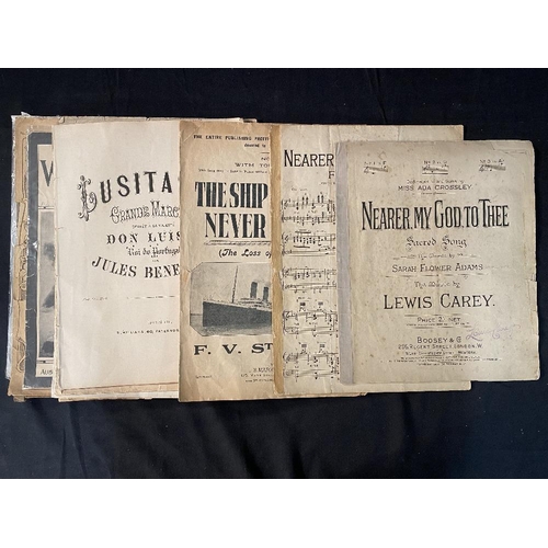 198 - OCEAN LINER: Titanic & other related sheet music including 'Lusitania Grand Marche', 'Just as the Sh... 