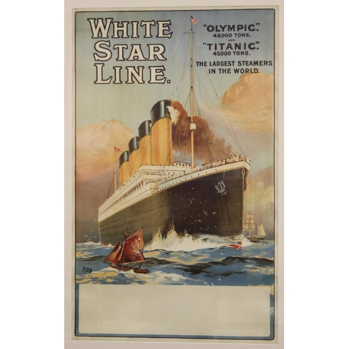 264 - R.M.S. TITANIC: Exceptional lithographic poster of Titanic and Olympic, circa 1910-1911. This superb... 