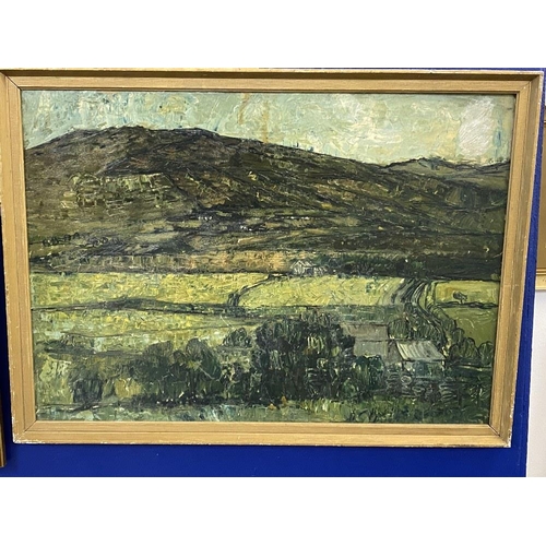 123 - 19th cent. Welsh School, Impasto on board of a landscape. 27ins. x 20ins.