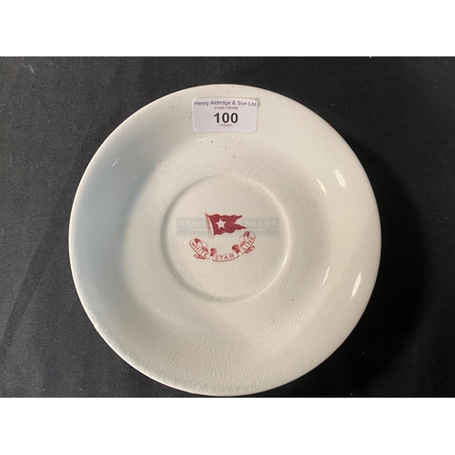 100 - WHITE STAR LINE: Third-Class ceramic bowl oversize saucer. 7ins. Very minor chip.