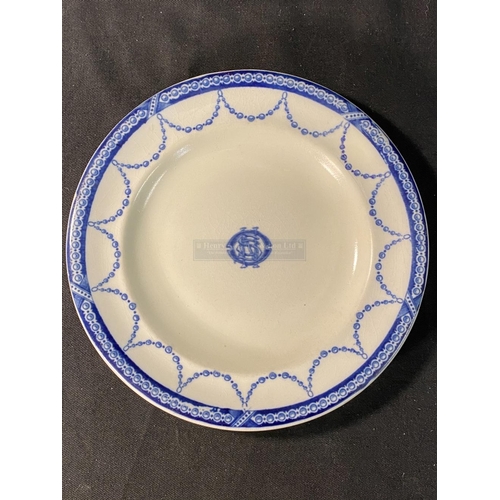 102 - WHITE STAR LINE: First-Class Wisteria pattern chocolate cup and saucer, the cup marked 3/1913.