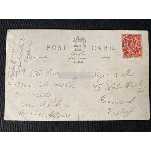 245 - R.M.S. TITANIC: Superb postcard written by Third-Class passenger Alfonzo Meo from Queenstown, Irelan... 