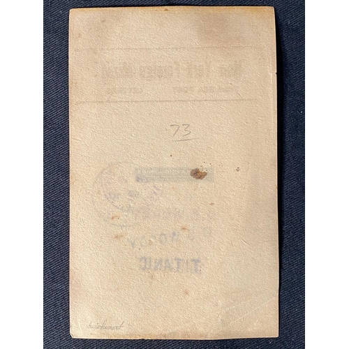 248 - R.M.S. TITANIC: A rare Postal facing slip from a mail bag on board the R.M.S. Titanic, slip printed ... 