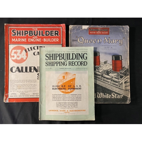 60 - R.M.S. QUEEN MARY: Soft cover souvenir issue of The Shipbuilder/Marine Engine Builder, plus two othe... 