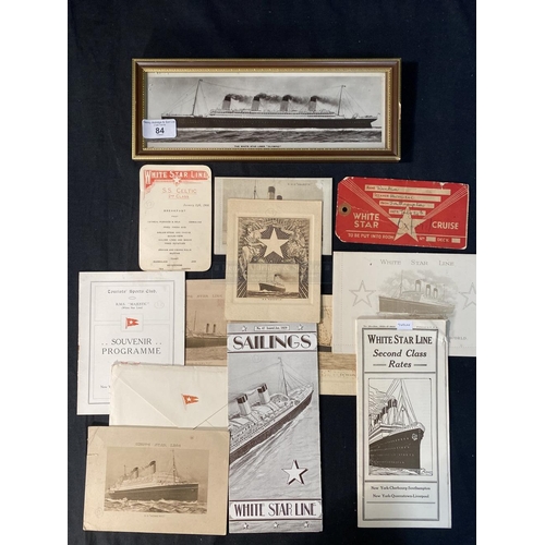 84 - WHITE STAR LINE: Framed book postcard of White Star Line's Olympic. Plus a collection of White Star ... 