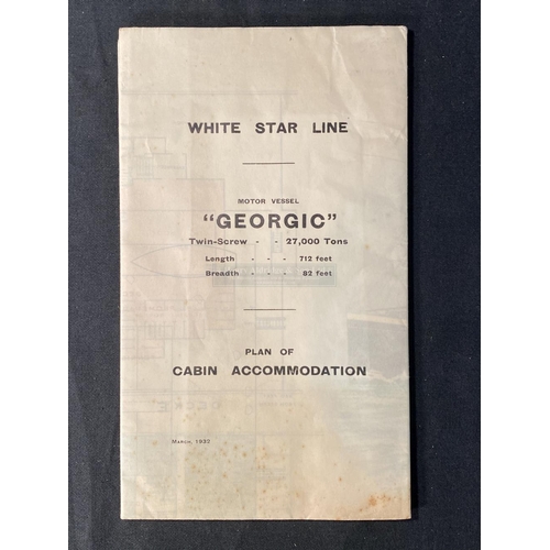 87 - WHITE STAR LINE: M.V. Georgic plan of cabin accommodation.