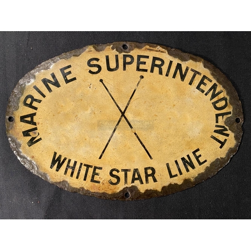 97 - WHITE STAR LINE: Extremely rare oval enamel sign 'Marine Superintendent White Star Line'. Reputed ex... 