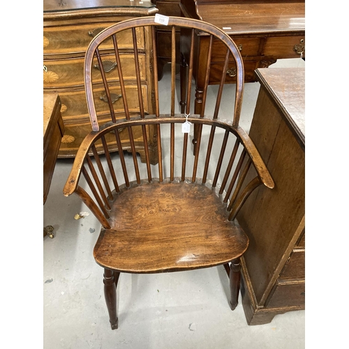 110 - 19th cent. Oak Windsor spindle back armchair.