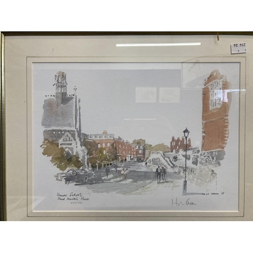 178 - Hugh Casson (1910-1999): Two limited edition, signed Harrow School prints, framed and glazed. 9½ins.... 