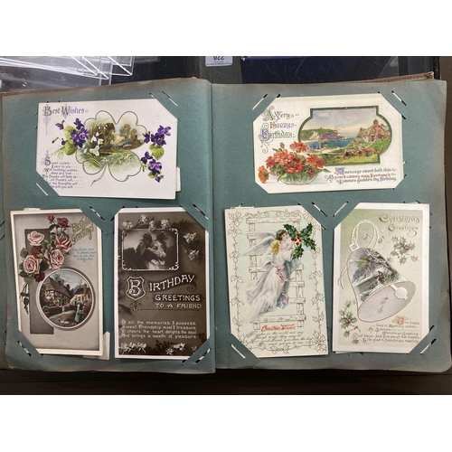 219 - Postcards & Photographs: Two albums of Edwardian postcards plus many loose, including comic, greetin... 