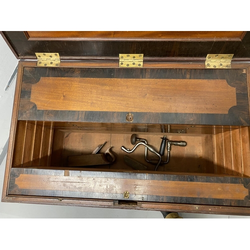 26 - 19th cent. Mahogany fully fitted tool box and contents. The interior contains a number of inlaid dra... 