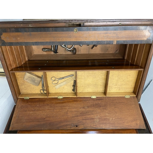 26 - 19th cent. Mahogany fully fitted tool box and contents. The interior contains a number of inlaid dra... 