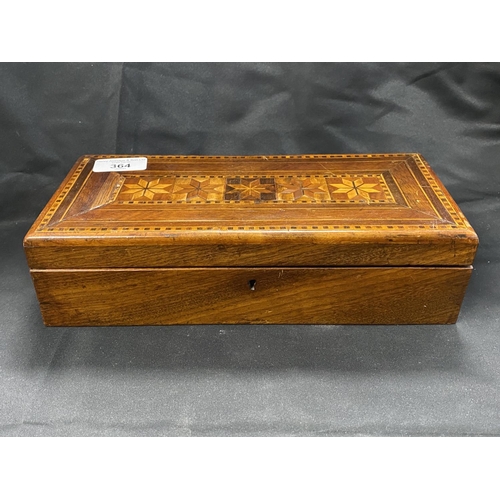 364 - 20th cent. Inlaid treen glove box. 10½ins. x 5ins.