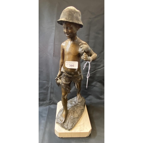 366 - Sculpture: Bronze study of a boy in the style of Giovanni de Martino, Italian 1870-1935, on a later ... 