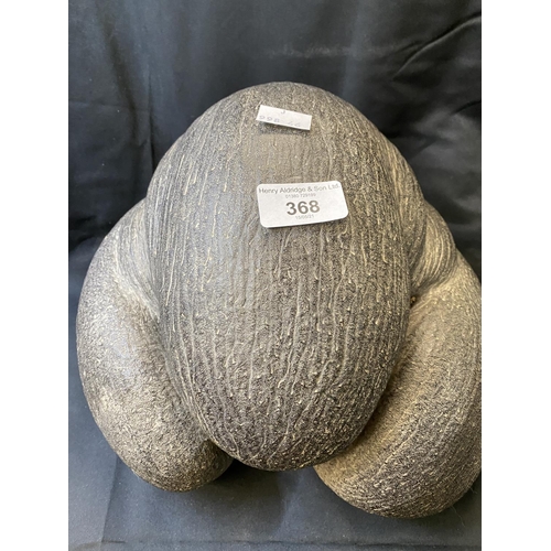 368 - Marine Curiosities: Unusual three pod sea coconut/coco de mer. 10ins. x 10ins.