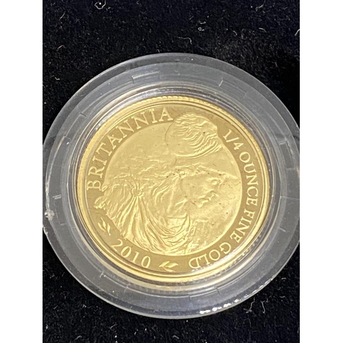 543 - Numismatics: Gold coin Elizabeth II Proof Britannia 2010 set of three coins £50, ½oz. £25, ¼oz. £10,... 