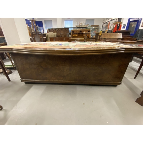 82 - 20th cent. Art Deco burr walnut veneer reception desk, serpentine top with ebonised base. 86ins. x 4... 