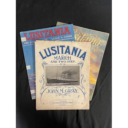 102 - R.M.S. LUSITANIA: Original memorial sheet music. (3)