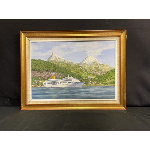 11 - MARITIME ART: 20th Century English School Simon Fisher original oil on board of S.S. Oriana signed b... 