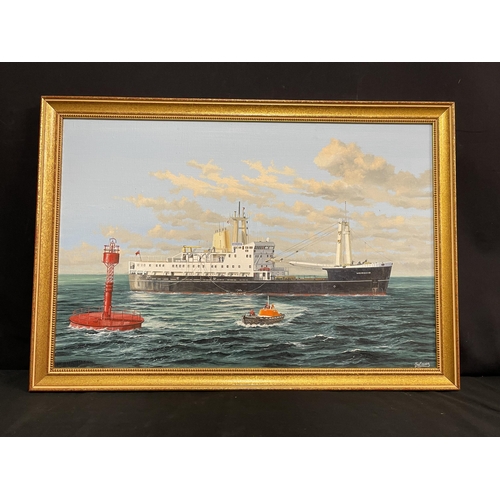 12 - MARITIME ART: 20th Century English School Simon Fisher original oil on canvas of The Mermaid at sea,... 