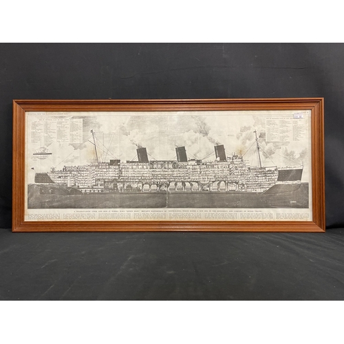 13 - OCEAN LINER: Queen Mary cross-sectional plan from The Illustrated London News. 33ins. x 13ins. Plus ... 