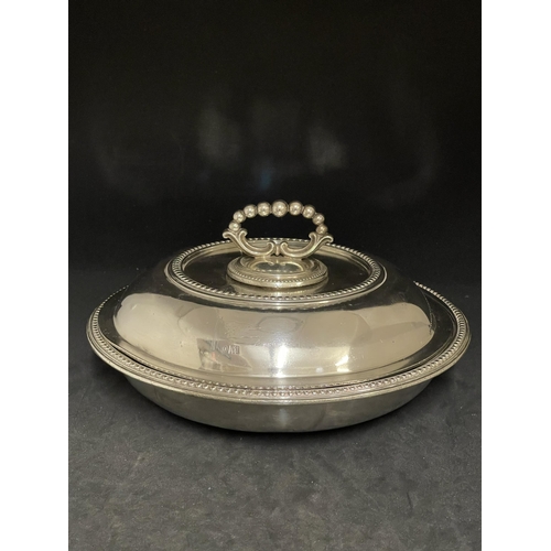 178 - WHITE STAR LINE: Elkington plate Officers Mess serving tureen complete with drainer and lid. 9½ins.