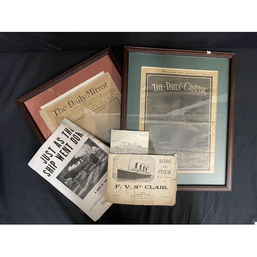 187 - R.M.S. TITANIC: Framed and glazed front covers of The Daily Graphic April 20th 1912, Daily Mirror Ap... 