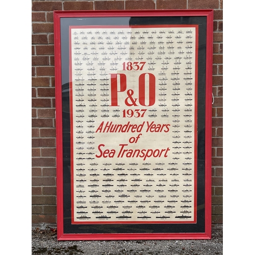 24 - OCEAN LINER: Rare P&O oversize poster 'P&O 1837-1937 A Hundred Years of Sea Transport', shows every ... 