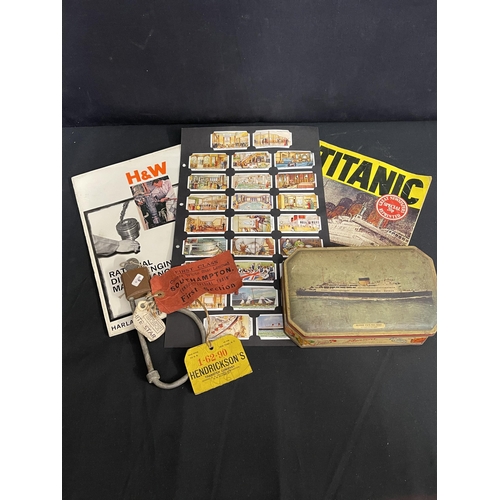 26 - R.M.S. TITANIC & LINER: Mixed Lot to include, signed postcard by Millvina Dean, Harland and Wolff ma... 