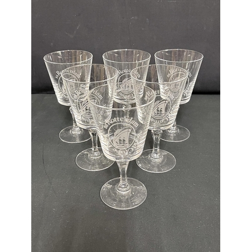 37 - OCEAN LINER: Set of six S.S. Rotterdam World Cruise glass goblets. 6½ins.