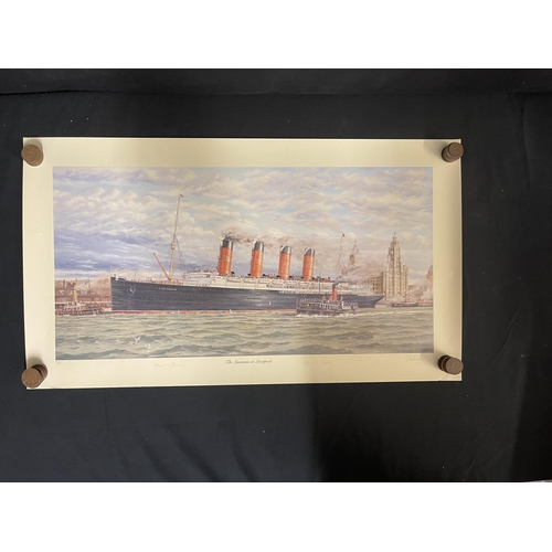 50 - R.M.S. LUSITANIA: Simon Fisher limited edition print Lusitania at Liverpool, signed by the artist an... 