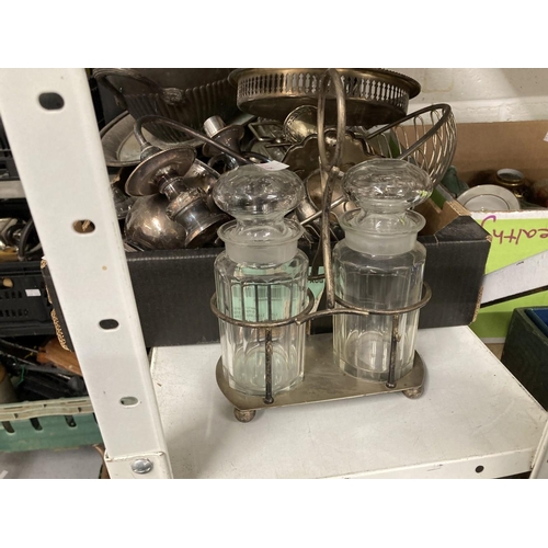 27 - Platedware: Hotel ware a selection of caddies, teapots, tankards, goblets, serving dishes and trays ... 