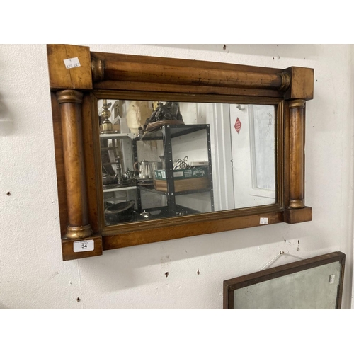 34 - Late 19th cent. Maple small overmantle mirror with half round columns 25½ins. x 16ins, an inlaid wal... 